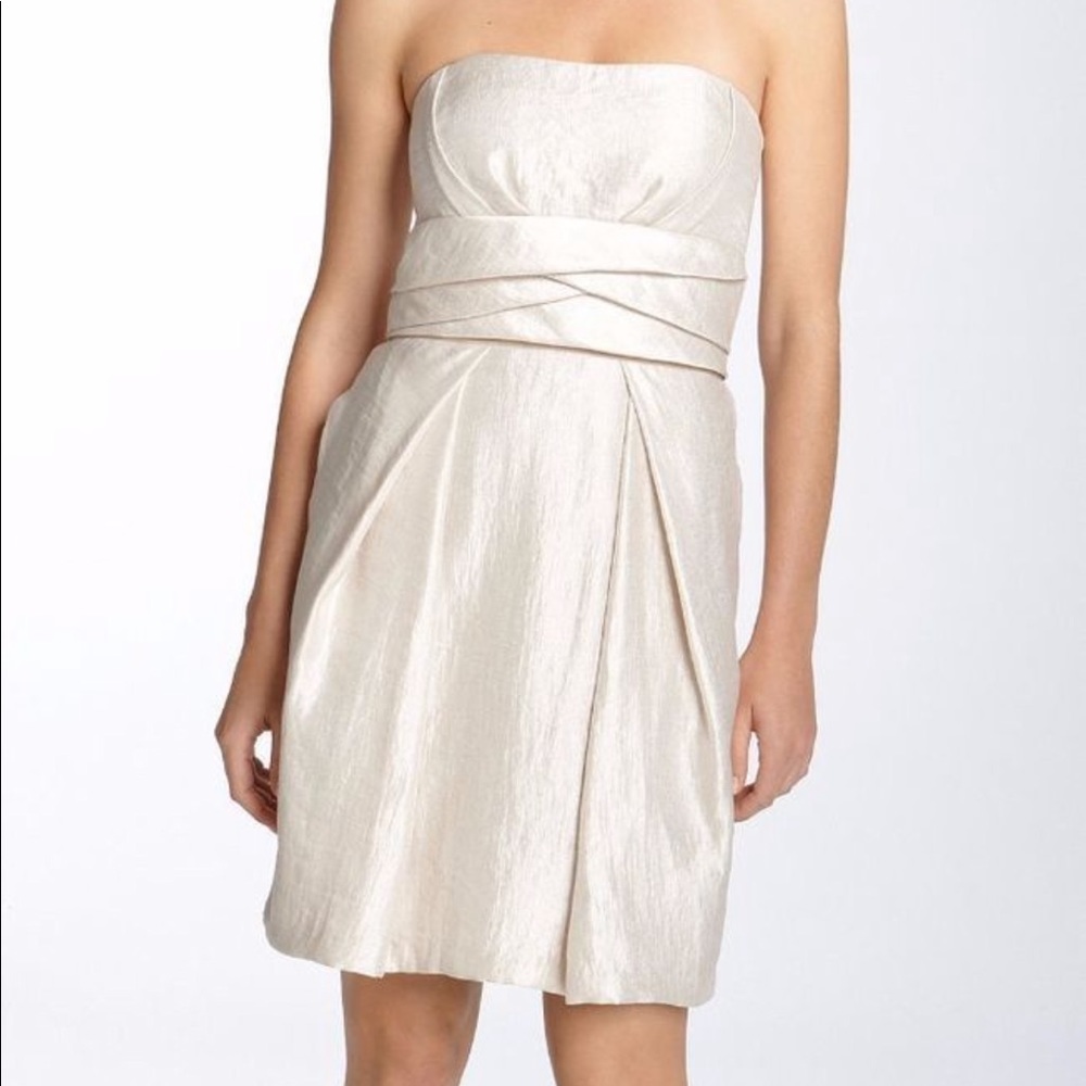 Max and Cleo BCBG Shimmery Satin Pleated Dress